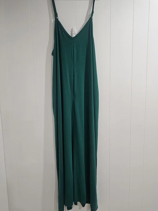 Zenana Premium Green Maxi Slip Dress 1X Minimalist Stretch Lounge Capsule - Picture 3 of 8